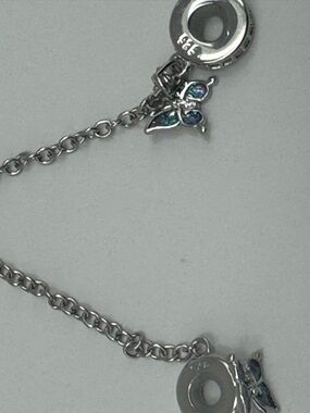Sterling Silver Butterfly Charm Safety Chain for Pandora- Women Jewelry
